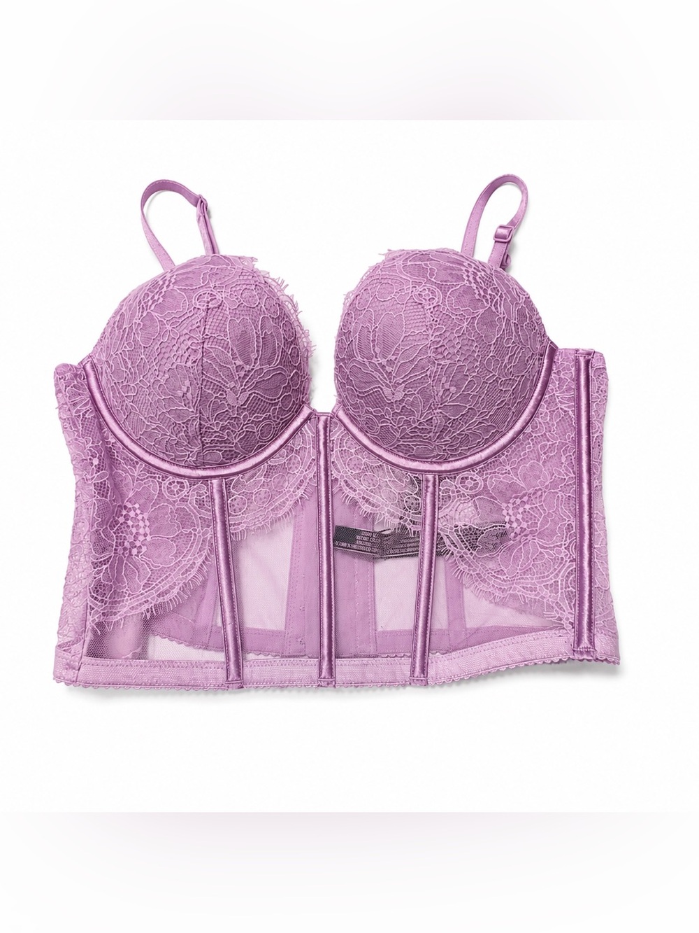 Victoria's Secret Very Sexy Lace Push-Up Corset Top in a light purple color 34b